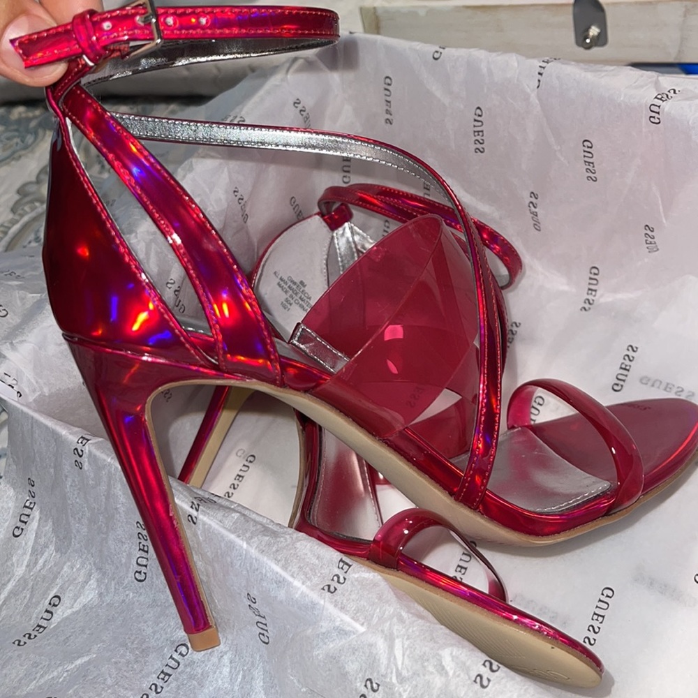 Guess Lucite Strappy Heels